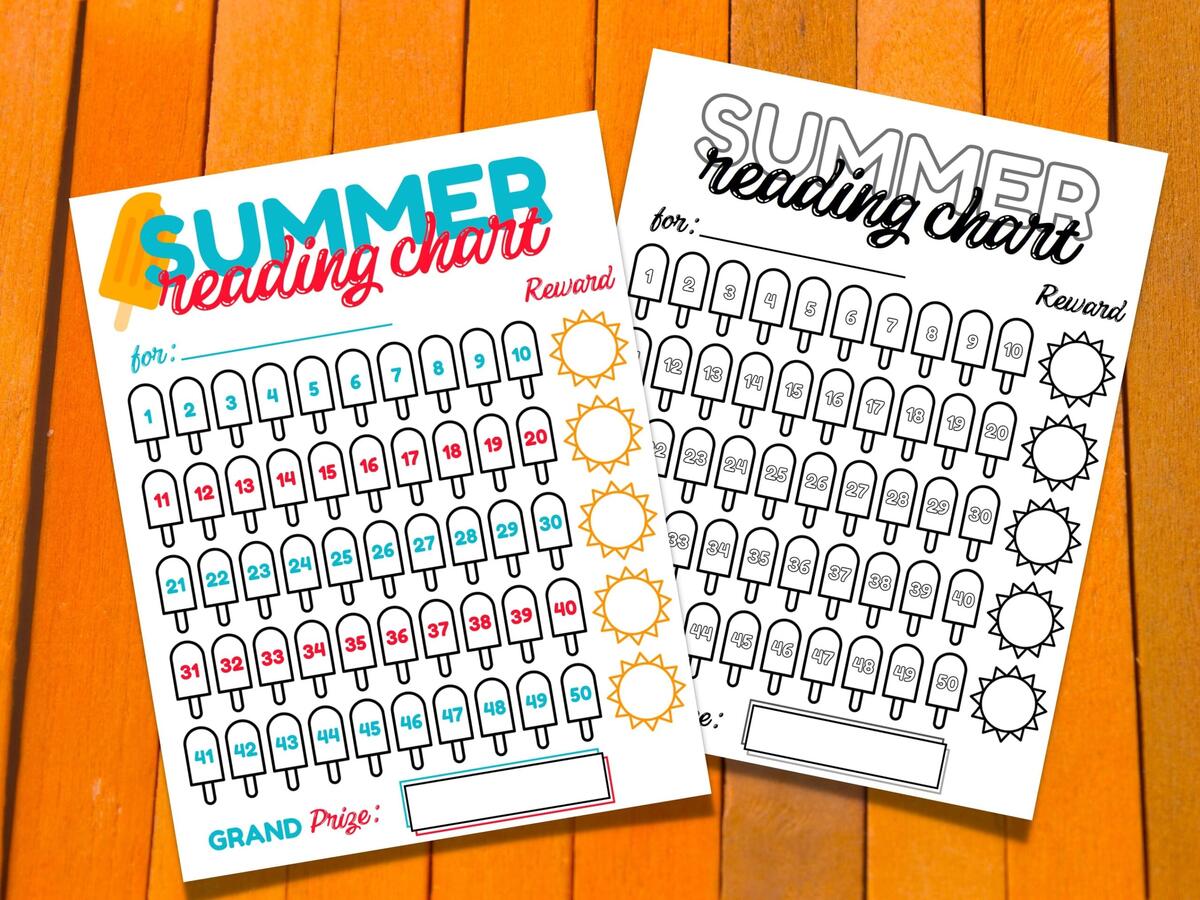 Summer Ice Pop Reading Chart For Kids Reward Tracker PDF Etsy