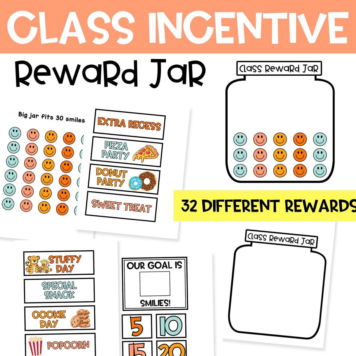 Whole Class Incentive Jar Printable Class Incentive Reward Chart Homeschool Incentive System Printable Boho Classroom Decor Etsy